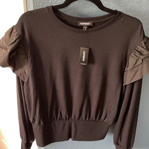Express black top w ruffle shoulders